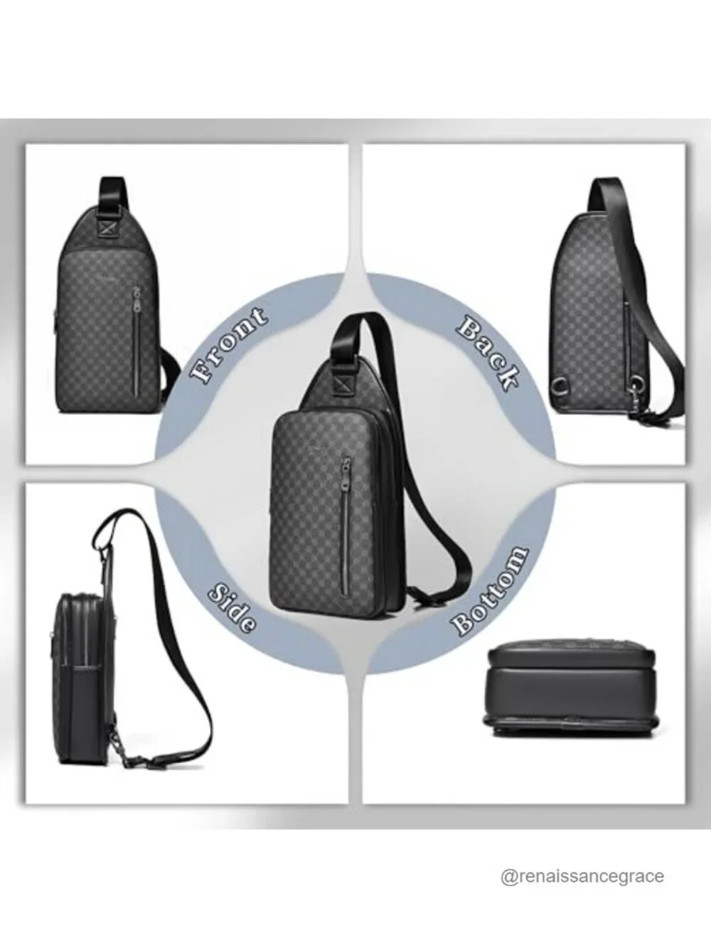 Men's PU Leather Sling Backpack Crossbody Shoulder Bag Travel Hiking